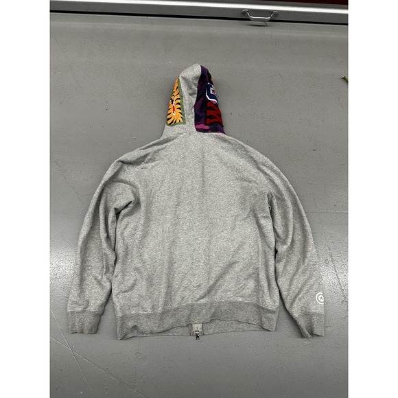 A Bathing Ape BAPE Shark Full Zip Hoodie Mens Large Gray Purple Camo WGM Japan - Picture 14 of 16